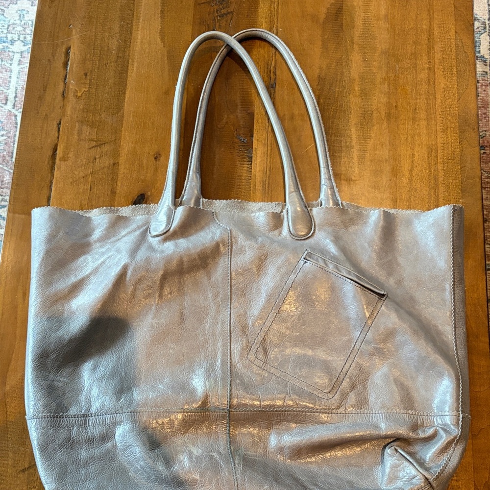 HOBO Metallic Silver Tote Bag